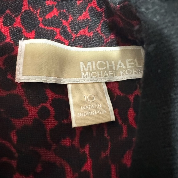 MICHAEL KORS Black Red Sleeveless Leopard Cheetah Print Dress SZ 10 Knee Length - Picture 3 of 8